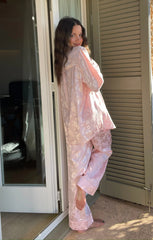 Classic Cropped PJ Set ~ Pink Floral Silky