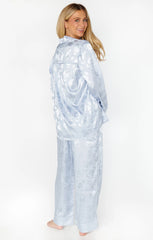 Classic Cropped PJ Set ~ Blue Floral Silky