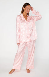 Classic Cropped PJ Set ~ Pink Floral Silky