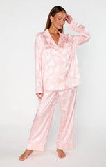 Classic Cropped PJ Set ~ Pink Floral Silky