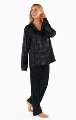 Classic Cropped PJ Set ~ Black Floral Silky