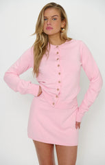 Cafe Cardigan ~ Pink Knit