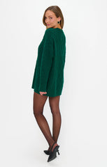Canyon Tunic Sweater ~ Emerald Cable Knit